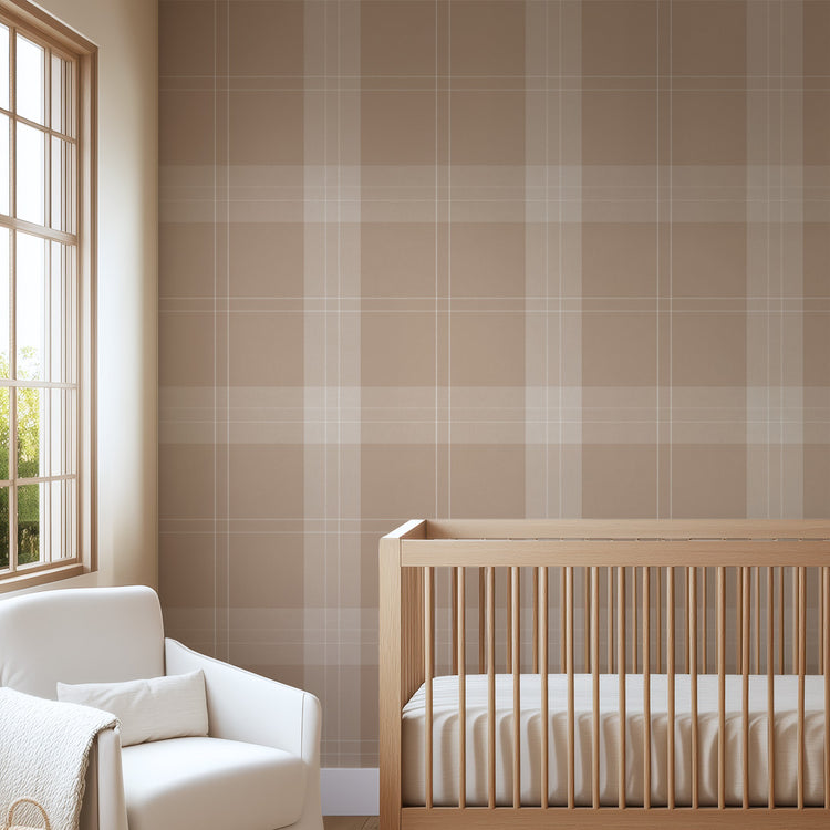 Grid Plaid in Warm Beige