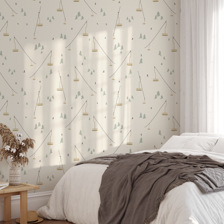 Ski Resort Chairlift (Mint) Wallpaper