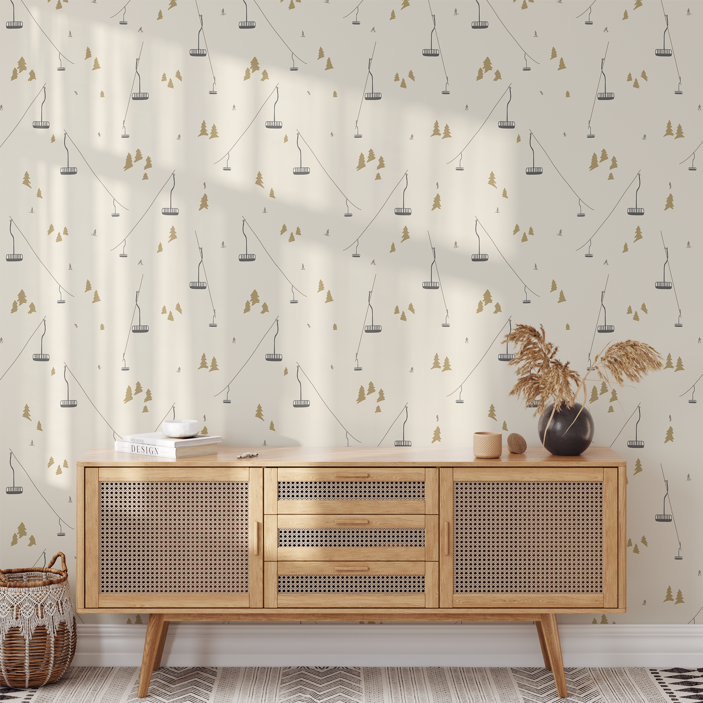Ski Resort Chairlift (Ochre) Wallpaper