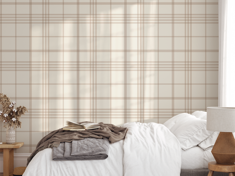 Vintage Plaid (Mocha) Wallpaper