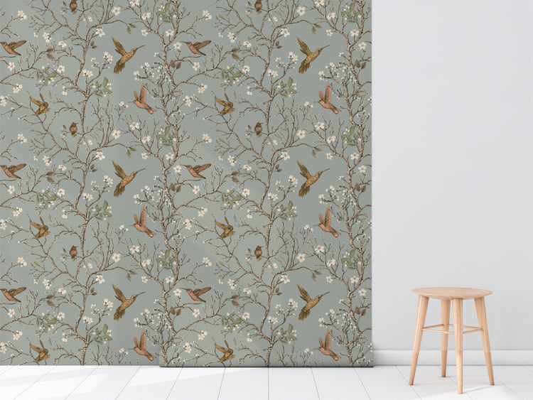 Vintage Hummingbird (Large Design) Wallpaper