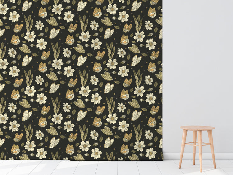 Vintage Monarch Butterfly Wallpaper Remnant