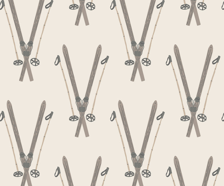 Vintage Skis (Dark Brown) Wallpaper