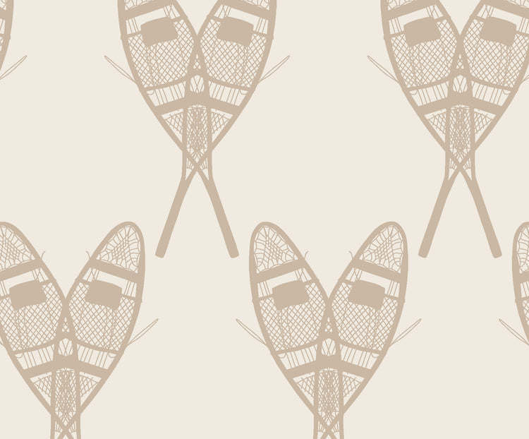 Vintage Snowshoes (Mocha) Wallpaper