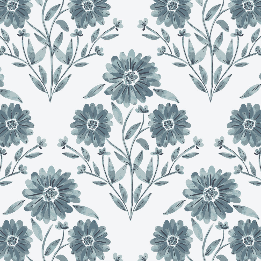Evening Bouquet Wallpaper (Blue)