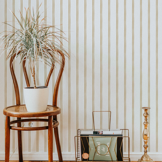 Vintage Double Stripes Wallpaper (Mustard)