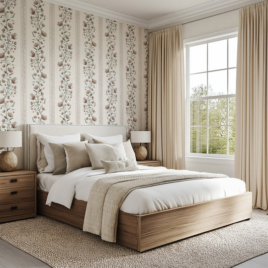 Floral Stripe in Dark Brown