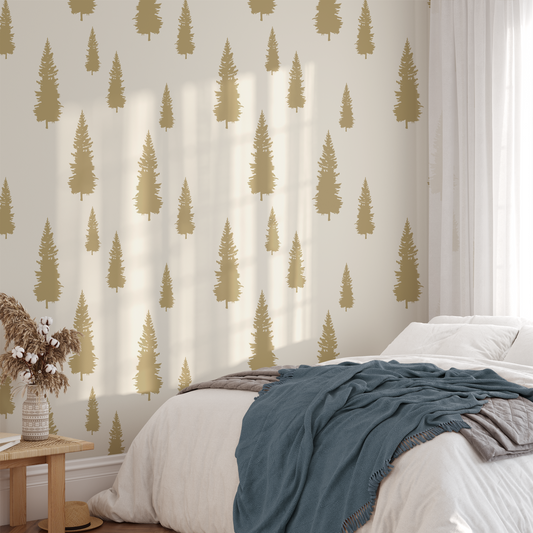 Douglas Fir Tree (Ochre) Wallpaper