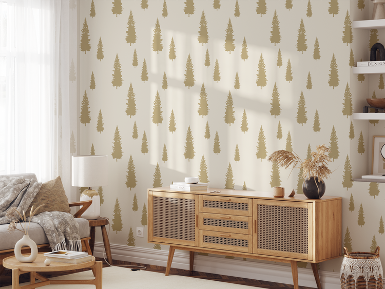 Douglas Fir Tree (Ochre) Wallpaper