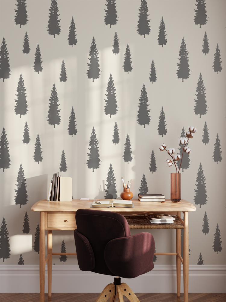 Douglas Fir Tree (Charcoal) Wallpaper