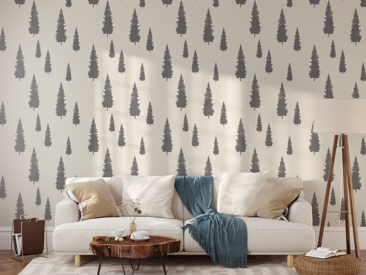 Douglas Fir Tree (Charcoal) Wallpaper