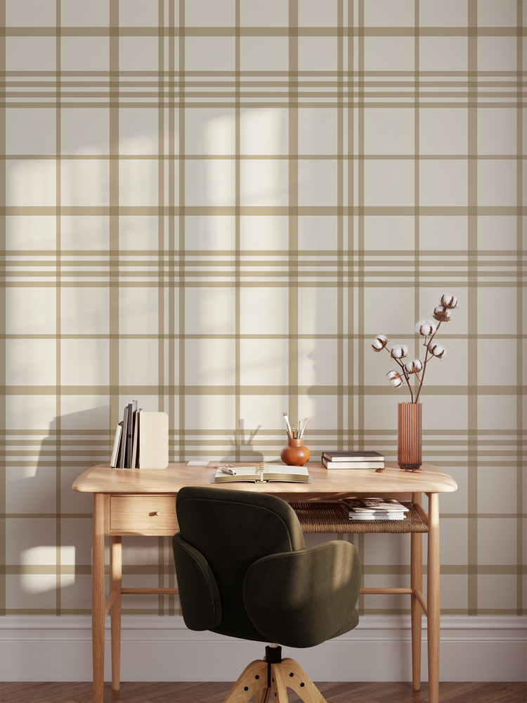 Vintage Plaid (Ochre) Wallpaper