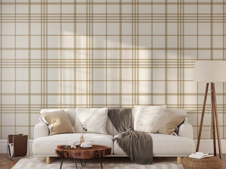 Vintage Plaid (Ochre) Wallpaper