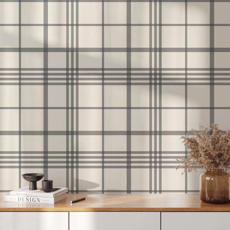 Vintage Plaid (Charcoal) Wallpaper