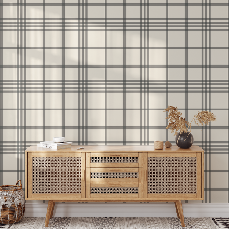 Vintage Plaid (Charcoal) Wallpaper