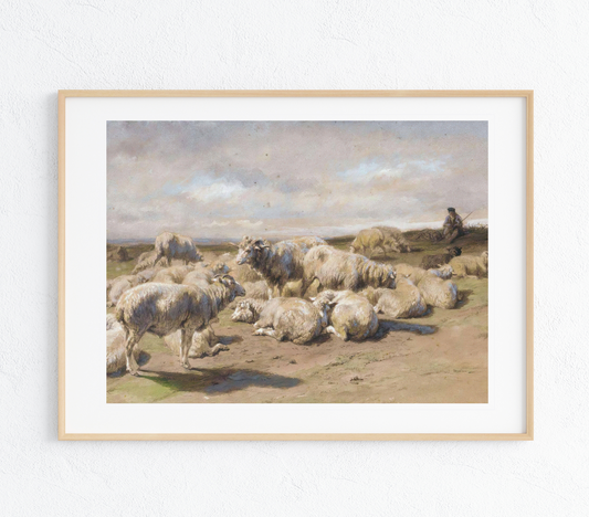 A Shepherd and His Flock Art Print