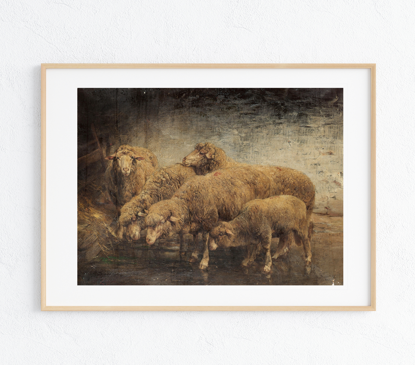 Sheep in a Barn Art Print