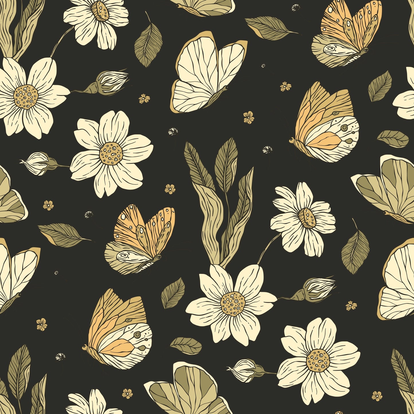 Vintage Monarch Butterfly Wallpaper Remnant