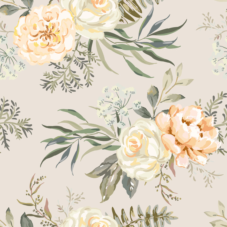 Beige Peonies Wallpaper