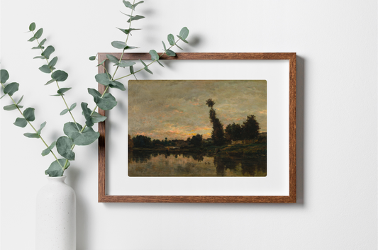 French Sunset on the River Oise Art Print