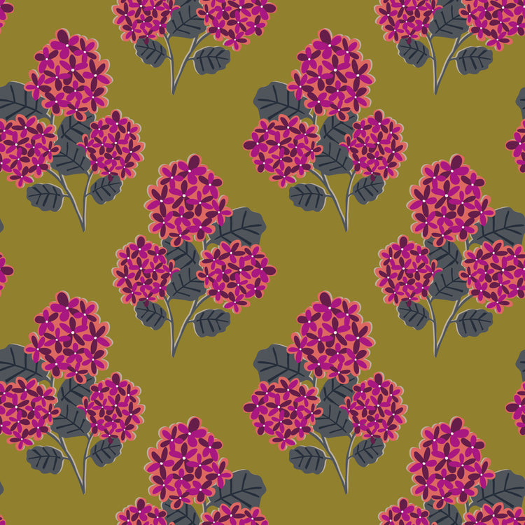 Geranium Bouquet (Olive) Wallpaper