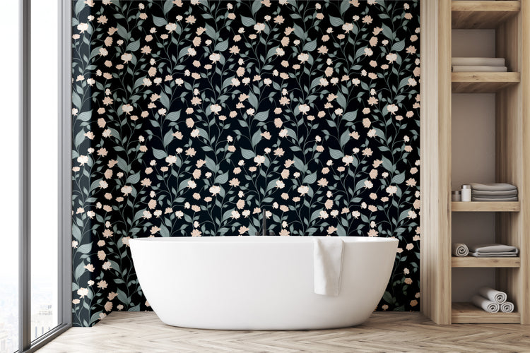 Mabel Wallpaper (Midnight) from The Marlow Collection