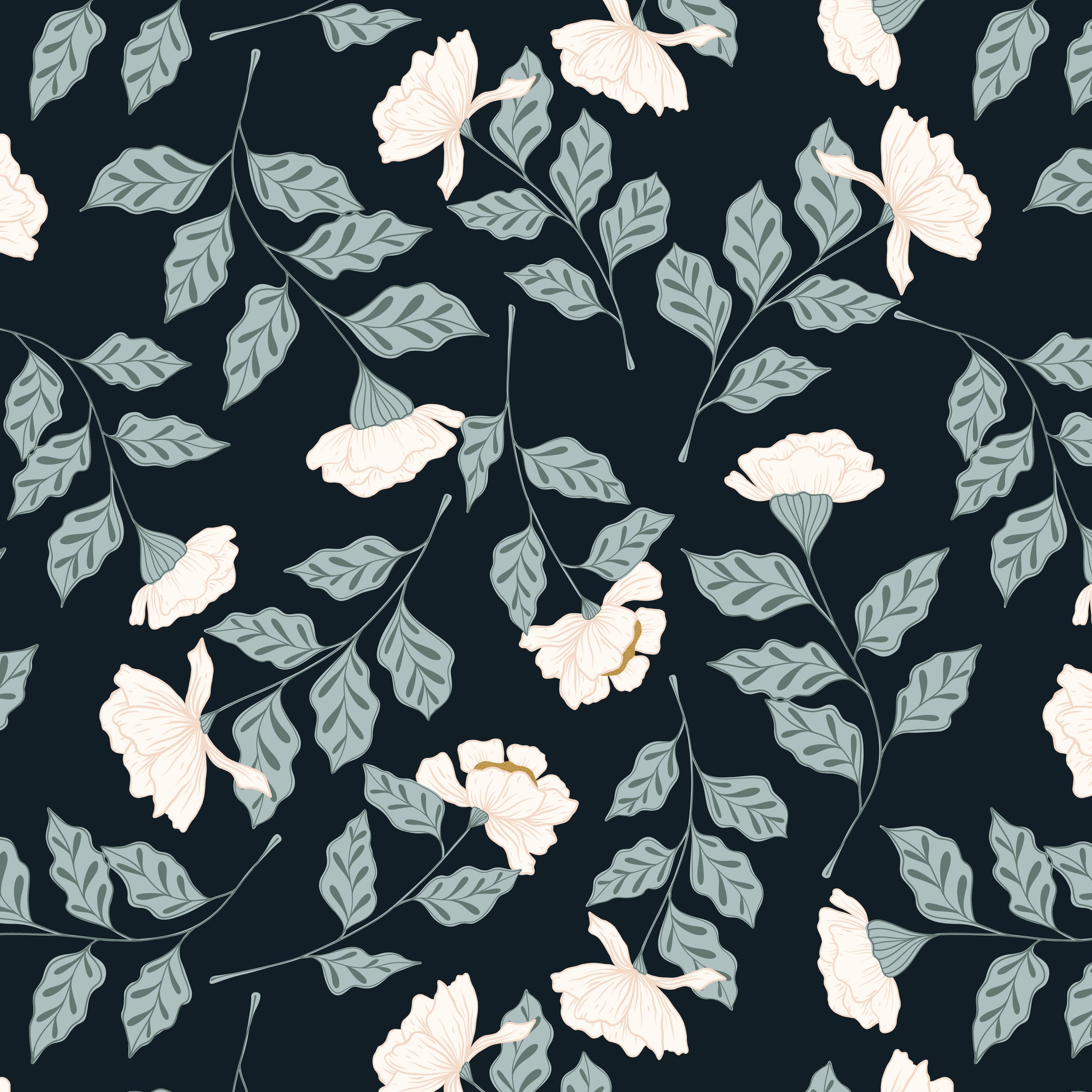 Ellie Wallpaper (Midnight) from The Wynona Collection – Everett Park