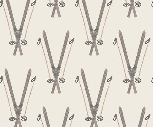 Vintage Skis (Dark Brown) Wallpaper