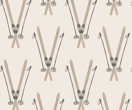 Vintage Skis (Light Brown) Wallpaper