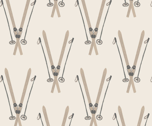 Vintage Skis (Light Brown) Wallpaper