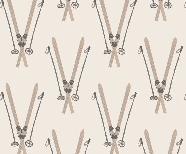 Vintage Skis (Light Brown) Wallpaper