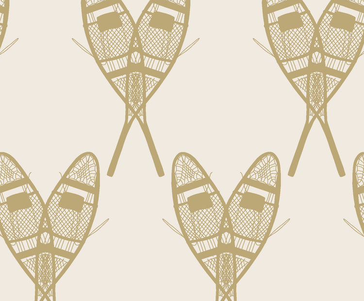 Vintage Snowshoes (Ochre) Wallpaper