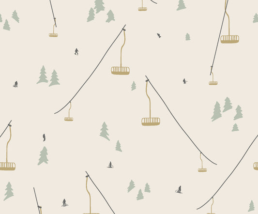 Ski Resort Chairlift (Mint) Wallpaper