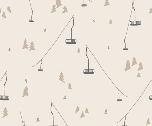 Ski Resort Chairlift (Mocha) Wallpaper