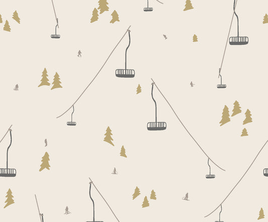 Ski Resort Chairlift (Ochre) Wallpaper