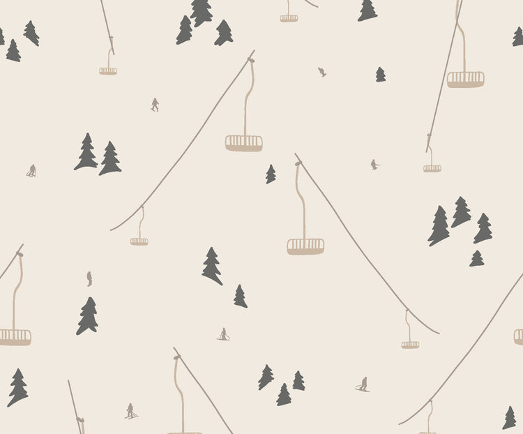 Ski Resort Chairlift (Charcoal) Wallpaper